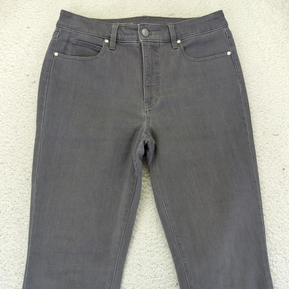 TALBOTS Flawless High Waist Straight Leg Jeans‎ Womens 8 Petite Gray Stretch